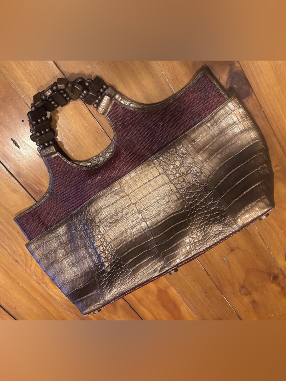 Nancy Gonzalez Genuine Crocodile Brown and Bronze Handbag